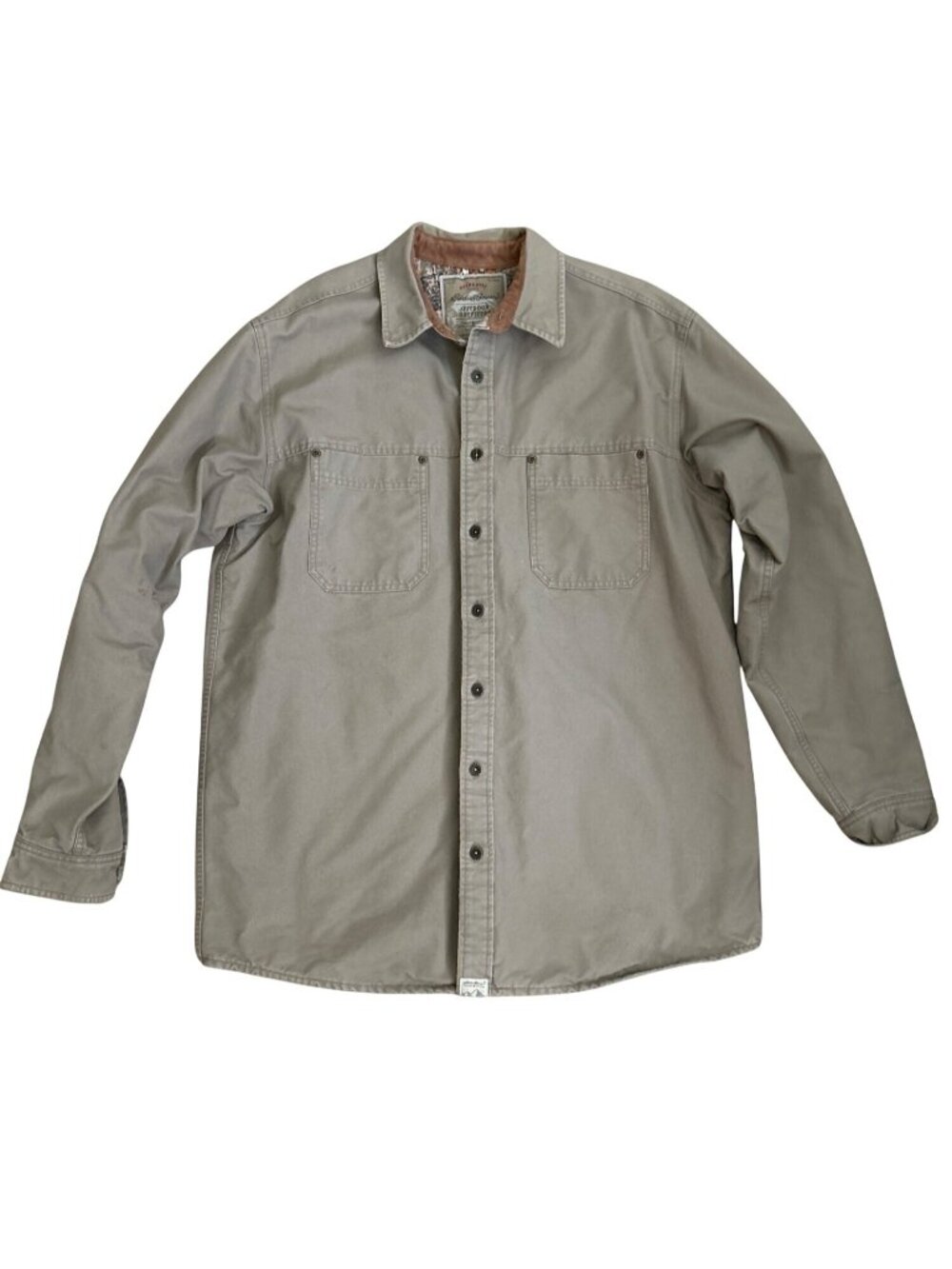 Vtg Eddie Bauer Outdoor Outfitter Barn Chore Jacket Sz L Tan Canvas Camo Lined